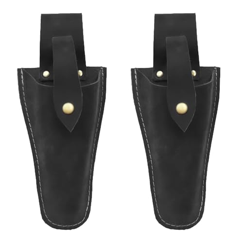 Plier Holder for Belt, Durable Leather Sheath Pouch Holder Gardening Tools Holster Belt Case for Garden Pruning Pliers Shears Scissors or Knife,Tools Gifts for Men Dad Husband Boyfriend - color: 2Pcs Black