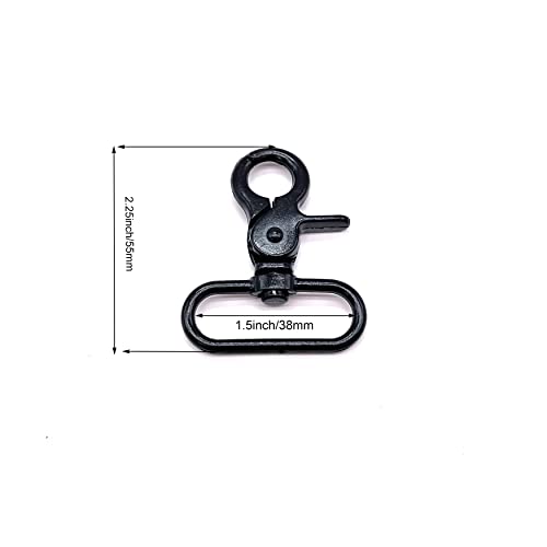 1-1/2 inch Swivel Lobster Clasp 1.5 inch Swivel Snap Hooks Black | 10pcs Metal Swivel Clips Clasp for Purse Bag Handbag Backpack Crossbody Bag Dog Collars Webbing Lanyard Strap Craft Making - color: Black 1-1/2 inch