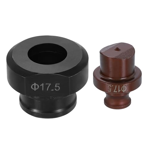 HARFINGTON Hydraulic Hole Punch Die 17.5mm Round Hole 40Cr Steel Electric Punching Kit for MHP-20 JP-20 Electric Punching Machine, Burgundy & Black - size: 17.5mm