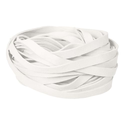 uxcell 10Pcs 1 Yard 10mm Wide Flat Leather String Cord, 1.4mm Thick Craft Suede Strap Braiding Lacing Strips Rope for DIY Leather Crafts Necklace Bracelet Collars Belts, White - color: White