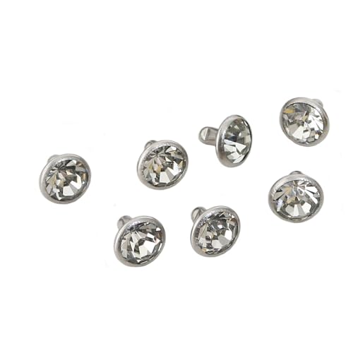 100 Sets Cz Colorful Crystal Rivets Silver Color Spots Studs Double Cap for DIY Leather-Craft (Clear White, 8MM) - color: Clear White, size: 8MM