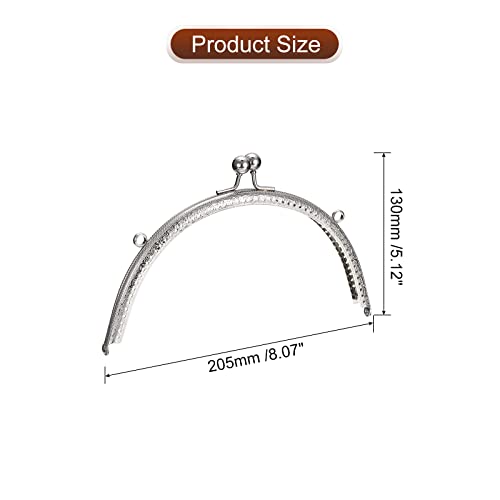 Uxcell 4pcs Metal Purse Frame, 8" Kiss Lock Clasp Rectangle Embossed Clutch Frame Handles for Coin Purse Sewing Wallets Bags Making DIY Craft, Silver - color: Silver, size: 8"
