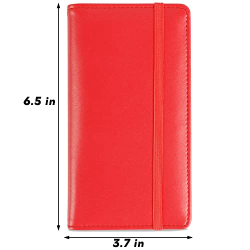 LOLOMLO PU Leather Checkbook Cover for Register Duplicate Checks, RFID Blocking Checkbook Holder, Red, Simple Style - color: Red, style: Simple Style