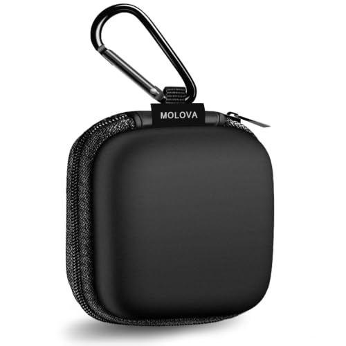 1 Pack Square Earbud Case Storage Bag with Carabiner, Black | Portable EVA Carrying Case, For Wired/Wireless Headphones, SD Card Storage, Camera Chip - color: C1-square black