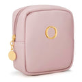 Initial Mini Makeup Bag Cosmetic Bag for Women | Personalized Gift, Toiletry Bags, 2 Mesh Pockets, Soft PU Leather, Water Proof Design, Smooth Zipper & Sturdy Build - size: 1pc Pink, style: O