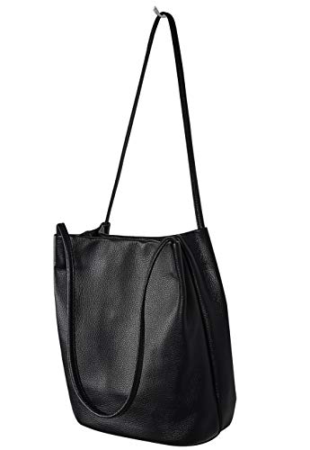 Iswee Soft Leather Tote Bucket Bag Hobo Shoulder Purse and Handbags Women | Large Size Roomy Pocketbooks Ladies Bag Everyday Bag Casual Work Travel Designer Hand Bag - color: Black