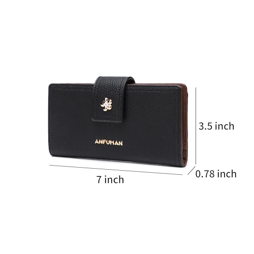 Long Wallets for Women Rfid Blocking Leather Multi Card Holder Wallet Clutch Ladies Wallet Zipper Pocket with ID Window Black - color: Black