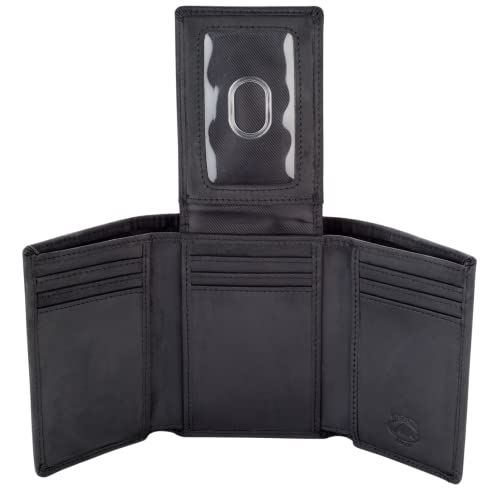 Stealth Mode Trifold Leather Wallet for Men with ID Holder and RFID Blocking (Black) - color: Black