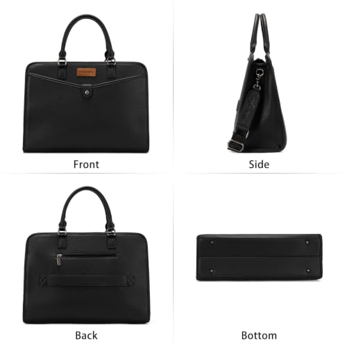 Wrangler Laptop Tote Bag for Women Fits 15.6 In Laptop for Travel and Work | Multi-compartment Organizer, Detachable Adjustable Shoulder Strap, Scratch-resistant Waterproof，Metal Feet on the Base - color: Black
