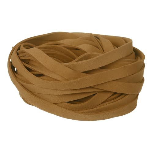 uxcell 10Pcs 1 Yard 10mm Wide Flat Leather String Cord, 1.4mm Thick Craft Suede Strap Braiding Lacing Strips Rope for DIY Leather Crafts Necklace Bracelet Collars Belts, Yellow Brown - color: Yellow Brown