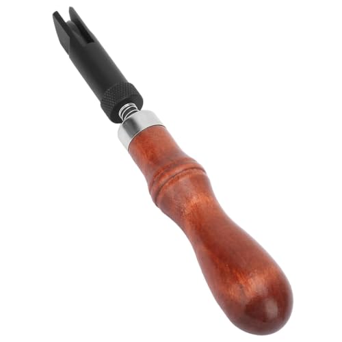 2PCS Leather Stitching Groover Set, Wood Handle V Type Leather Groover with Retractable Cutter Tip for Leather Craft Groove Edge Gouge for Belt Wallet Handmade DIY 0.9 * 6.2in