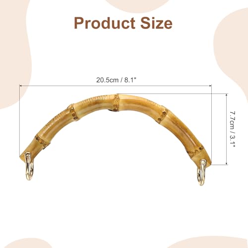 uxcell Bamboo Purse Handle, 8.1" U-Shaped Handbag Handle with D Ring, Replacement Decorative Handbag Strap for Crochet Beach Straw Bag Making, Brown - size: 8.1"