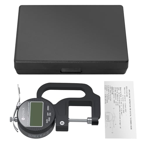 Neoteck Digital Thickness Gauge 1inch/25.4mm,0.00005inch/0.001mm Accuracy | Thickness Meter with LCD Display, Inch/MM Conversion ,One-Hand Quick Press for Leather Paper Fabric Film -Black - color: Silver-black, size: 0-1"/0.00005"