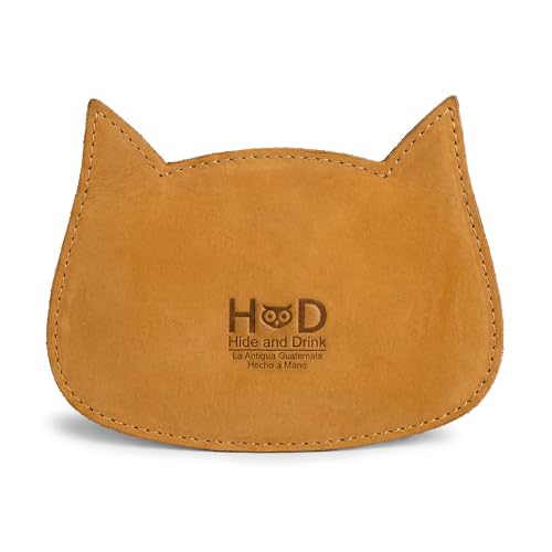 Hide & Drink, Cat Shape Wallet Handmade from Full Grain Leather (Old Tobacco) - color: Old Tobacco