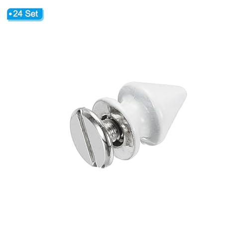 PATIKIL 12mm Studs for Clothing, 24 Sets Spikes for Clothes Studs and Spikes Leather Rivets Metal Cone Punk Spikes Screw Posts with Hole Puncher for Leather Jacket Fabric, White - color: White