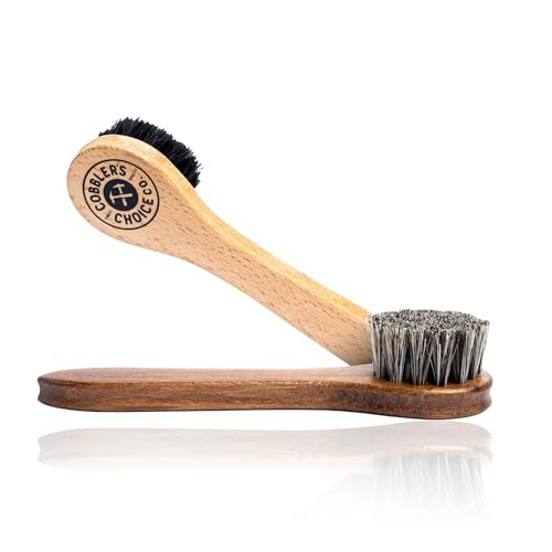 Cobbler's Choice Horsehair Dauber Brush Set - for Leather Shoes & Boots | 2-Pack Horsehair Dauber Brushes - Applies Leather Creams & Polishes to Shoes & Boots; Includes Brown & Tan Brushes - color: Brown/Tan