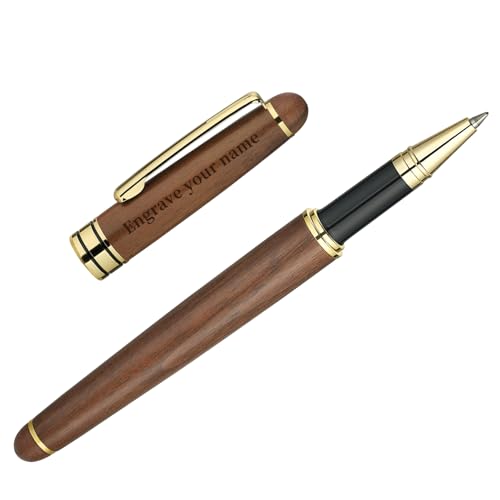 BEILUNER Luxury Personalized Wood Ballpoint Pen Writing Set,Walnut-Elegant Fancy Nice Gift Pen Set for Signature Executive Business Office Supplies - Christmas Gift Boxed with Extra Refills (Black) - color: ,Walnut(Personalized)