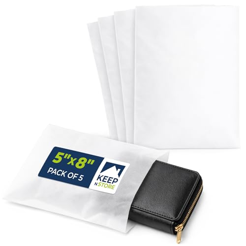 Pack of 5 Anti-Scratch Pouches, 5" x 8" Protective Dust Bags for Handbags, Shoes, and Accessories - Made in USA Purse Dust Bag for Storage - Soft, Breathable Cloth-Like Shoe Storage Bag | Soft, Breathable Cloth-Like Storage Pouches for Handbags, Shoes and