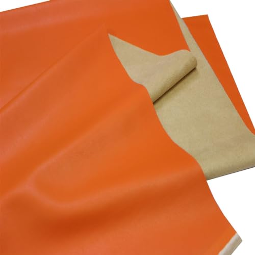 Double Sided Soft Skin Faux Leather/Suede 1 Yard 54" x 36" Thickness 0.65mm Width:54" Perfect for Upholstery, DIY Crafts, Hat Making, Hair Crafts Making, Sewing Orange(Back Khaki) - color: Orange, size: 36"x54"