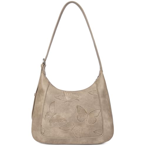 BELTANA Shoulder Bag for Women, Small Vegan Leather Butterfly Hobo Purse | Crescent Shoulder Purse, Top Handle Design, Lightweight, Underarm Style, Daily Travel & Shopping, Gift Choice - color: Apricot