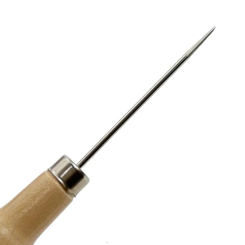 4 Pack Awl Tool Gourd Shape Wooden Handle Scratch Awl Tool Pin Punching for Leather Craft Cloth Pouch Hole DIY Handmade Maker Tool (4)