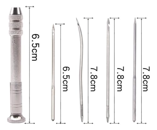 5PCS Sewing Needle Set, Heavy Duty Interchangeable Hand Sewing Needles for Leather Canvas Shoe Repair Upholstery Tent DIY Sewing Kit