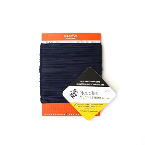 Royal Blue 1.2mm RITZA 25 Tiger Thread for Leather Craft | Waxed Polyester Saddlers Thread - color: 1,2 mm - Royal Blue - 50 meters