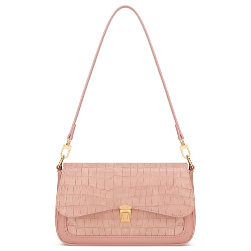 KKXIU Small Shoulder Bag for Women Cute Hobo Handbags Mini Clutch Purses | Classic Trendy Retro Underarm Crossbody Bag with Detachable Straps, Zipper Closure - color: S-pink