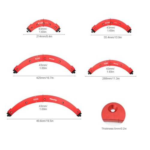 Router Corner Radius Template Router Radius Jig Router Corner Jig Aluminum Alloy Corner Routing Guide Set R100 R150 R200 R250 R300 Use with Router Table,Handheld Router - color: 5PCS