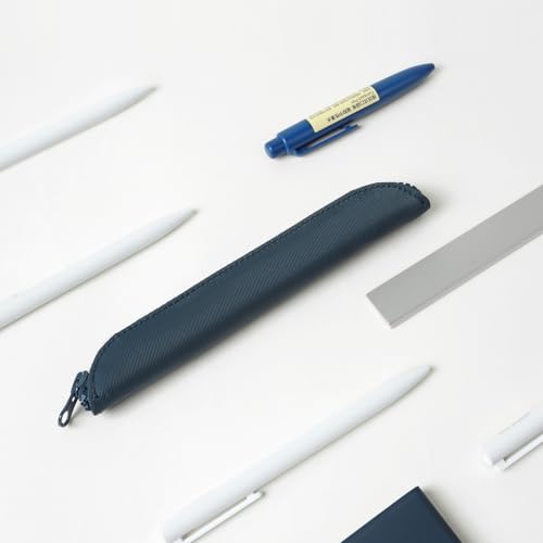 Slim Pencil Case Skinny Pen Case Pen Pouch (Oxford Royal Blue) | Silver zipper; tough wipe-clean Oxford fabric; holds gel writers and a stylus; fits binders planners and backpacks - color: Royal Blue