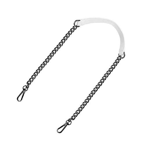 uxcell Purse Chain Strap, 39" Leather Iron Flat Chain Strap Handbag Chains Purse Handles Shoulder Replacement Strap (White Strap Grey Chain) - color: White, Grey, size: 39"