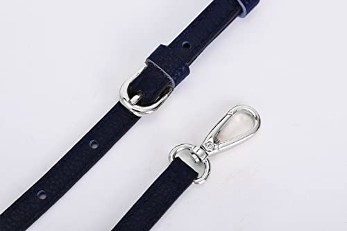 LIVE UP Full Grain Purse Strap Genuine Leather Replacement for Cross Body Bag Handbags - color: Blue-silver Buckles