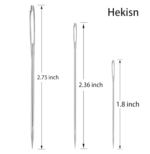 Hekisn Large Eye Sewing Needles, Sewing Needles, Stainless Steel Embroidery Thread Needle, Handmade Yarn Knitting Needles Leather Needle (21 Pieces) - size: 21 Pieces
