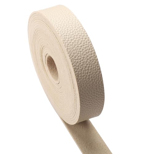 picheng Faux Leather Strap 1 Inches Wide Lychee Texture Leather Straps for Crafts, 200 Inches Long Faux Leather Strips - color: Khaki