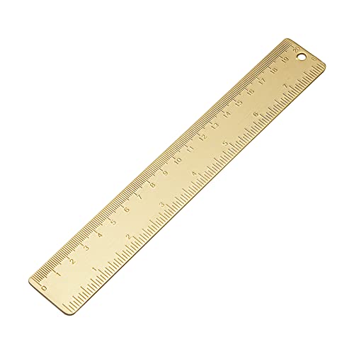 8 Inch Brass Ruler, Ideal for Carpenters, Sewers, Students, Modern Design, Solid Brass Construction