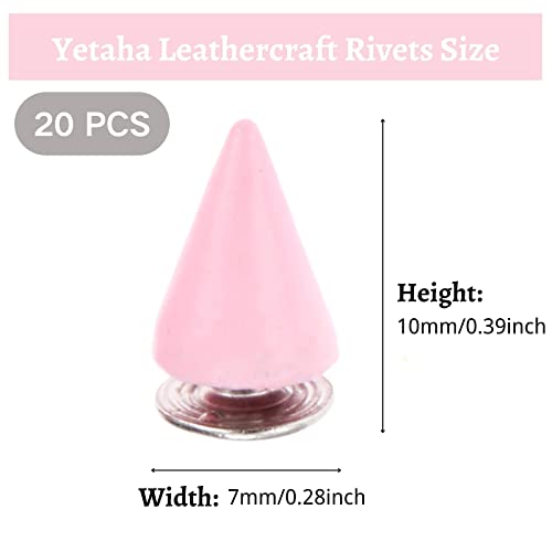 Yetaha Pink 7x10MM Cone Punk Screw Back Rivet Spikes, Metal Studs - color: Pink