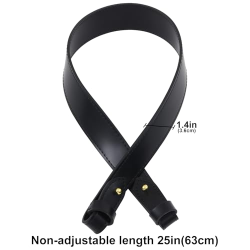 jiesinlov Vachetta Leather Replacement Straps Purse Shoulder Strap for Gracefull Bags (W1.4in,L25in-Black) - color: W1.4in&l25in-black
