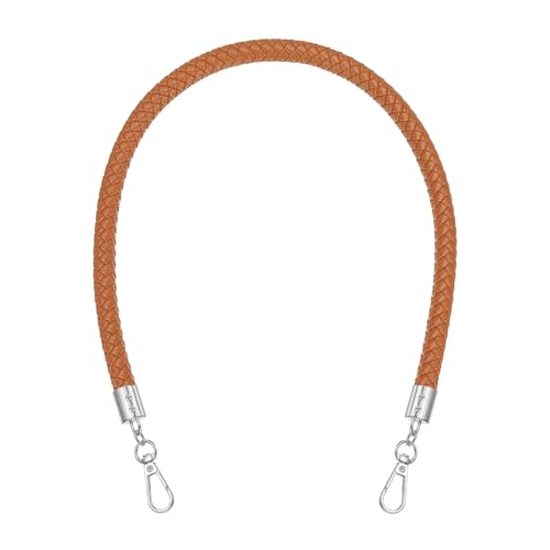 PATIKIL Braided Purse Straps 62cm / 24", PU Leather Handbag Handles Replacement with Silver Buckle for DIY Purse Handbag Tote Making Accessories, Light Brown - color: Light Brown, size: 24 Inch