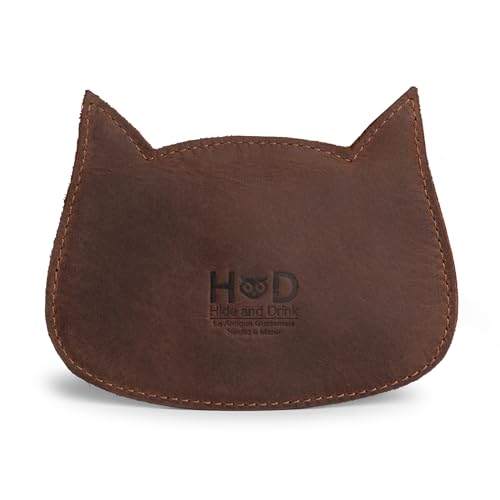 Hide & Drink, Cat Shape Wallet Handmade from Full Grain Leather - Furry - color: Furry
