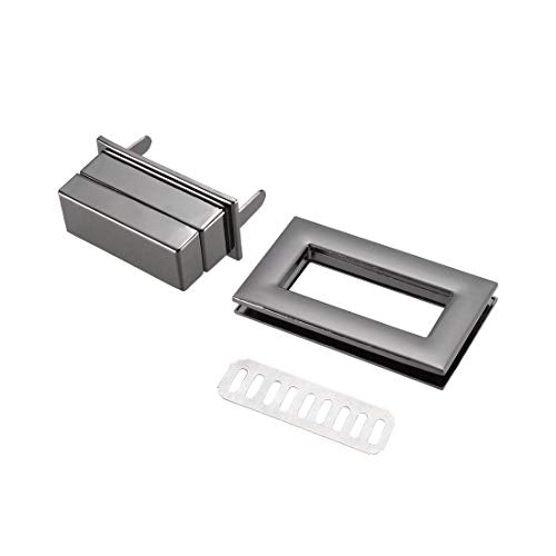 uxcell 2 Sets Rectangular Purses Twist Lock 52mm X 29mm Clutches Closures for DIY Bag Making - Black - color: Black, size: 52mm x 29mm