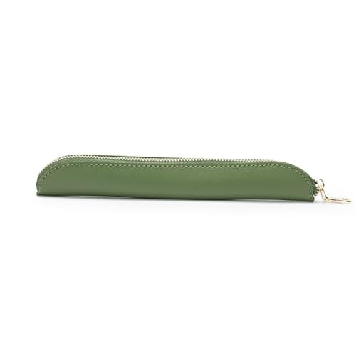 Slim Pencil Case Skinny Pen Case Pen Pouch (FL Green) | Smooth gold zipper; wipe-clean faux leather; fits a few gel writers and a stylus; slips into planners backpacks and totes - color: Green