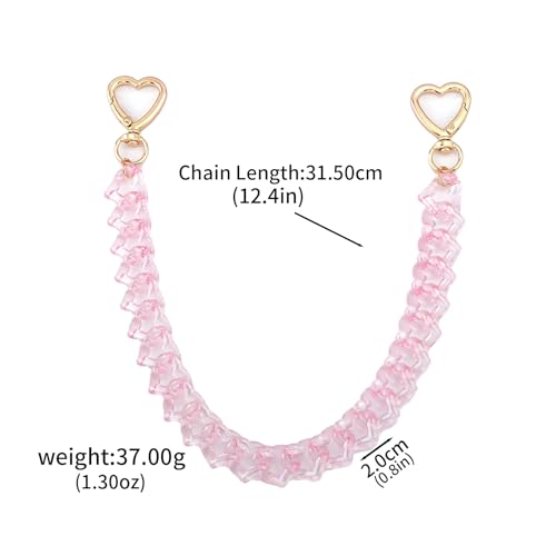 Acrylic Purse Chain, Transparent Heart Bag Charms Handbags Strap | Multicolor Pink Heart, Chunky 12.4 Inch Purse Extender, Bag Accessories for Women, Keychain & Pants Chain Gift - color: Pink Purse Chain