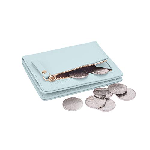 Women Wallets Small Bifold Leather Pocket Wallet Ladies Mini Short Purse - color: Light Green