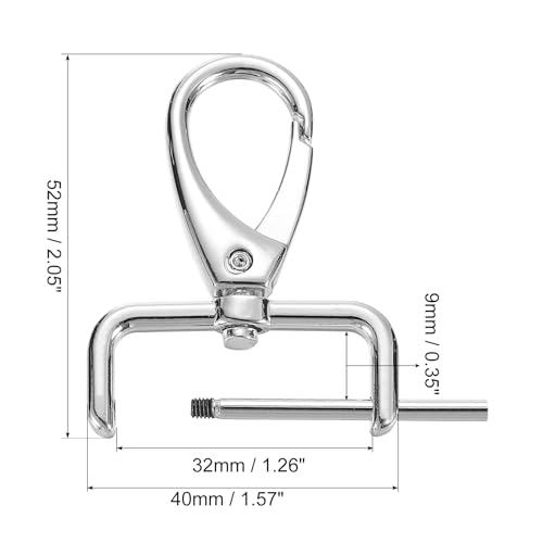 uxcell Swivel Clasps Hook, D Ring Detachable Snap Hardware Metal Lobster Claw Clasp Hook with Screwdriver - color: Silver, size: 15mm(0.59 Inch)