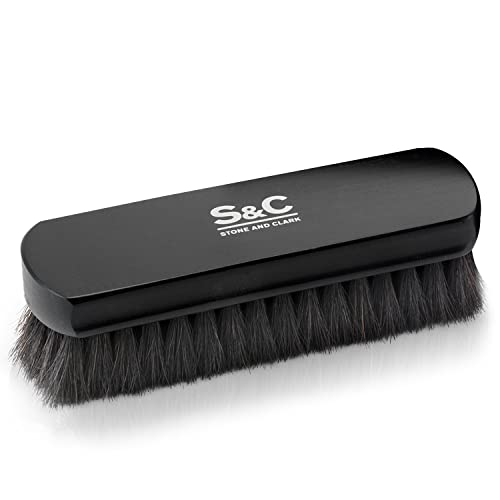Premium Horsehair Shoe Polish Brush – Handcrafted Beechwood Shoe Brush for Shine and Buffing – Luxurious Shoe Shine Brush with Soft Horsehair Bristles (Black) - color: Premium Black