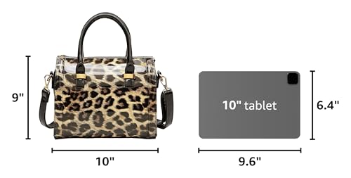 Shiny Patent Faux Leather Handbags Barrel Top Handle Purse Satchel Bag Shoulder Bag for Women - color: Leopard