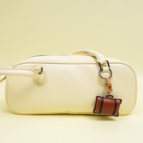 Travel Icon Leather Charm Keychain - Hand-Sewn Bag Charm for Car, Backpack Decoration, Gift for Women Men Kids - color: Vali