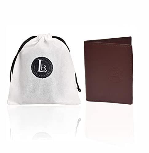 Leatherboss Slim Thin Leather Credit Card Id Mini Wallet Holder Bifold Driver's License Safe (Wine) - color: Wine