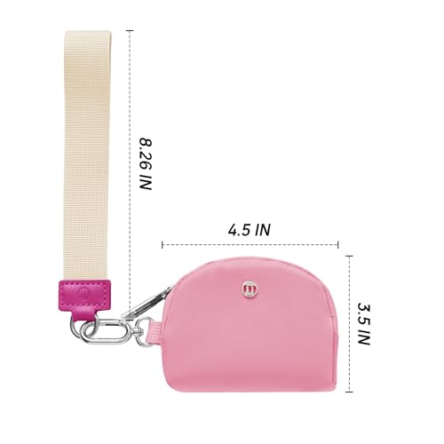 Mum's Memory Mini Zip Around Wristlet Wallets for Women -KeyChain Wallet with Detachable Dual Pouch Wristlet -Key Chain Coin Purse Small Wallets - color: Rose Red + Pink