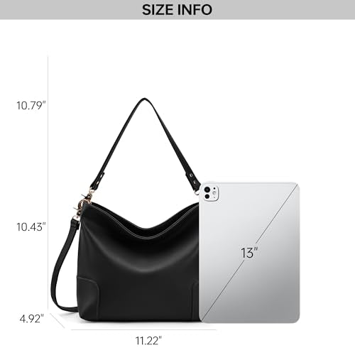 GEMIU Large Bucket Purse Shoulder Handbags Women Soft Leather Crossbody Bag | 2 Compartments, Capacity, 5 Pockets, Shoulder & Crossbody Straps, Soft, Occasions: Travel Trendy Casual - color: Black